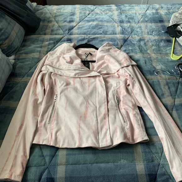 BLANKNYC Faux Suede pink waterfall jacket NWT from Anthropologie Size Medium - Picture 9 of 12